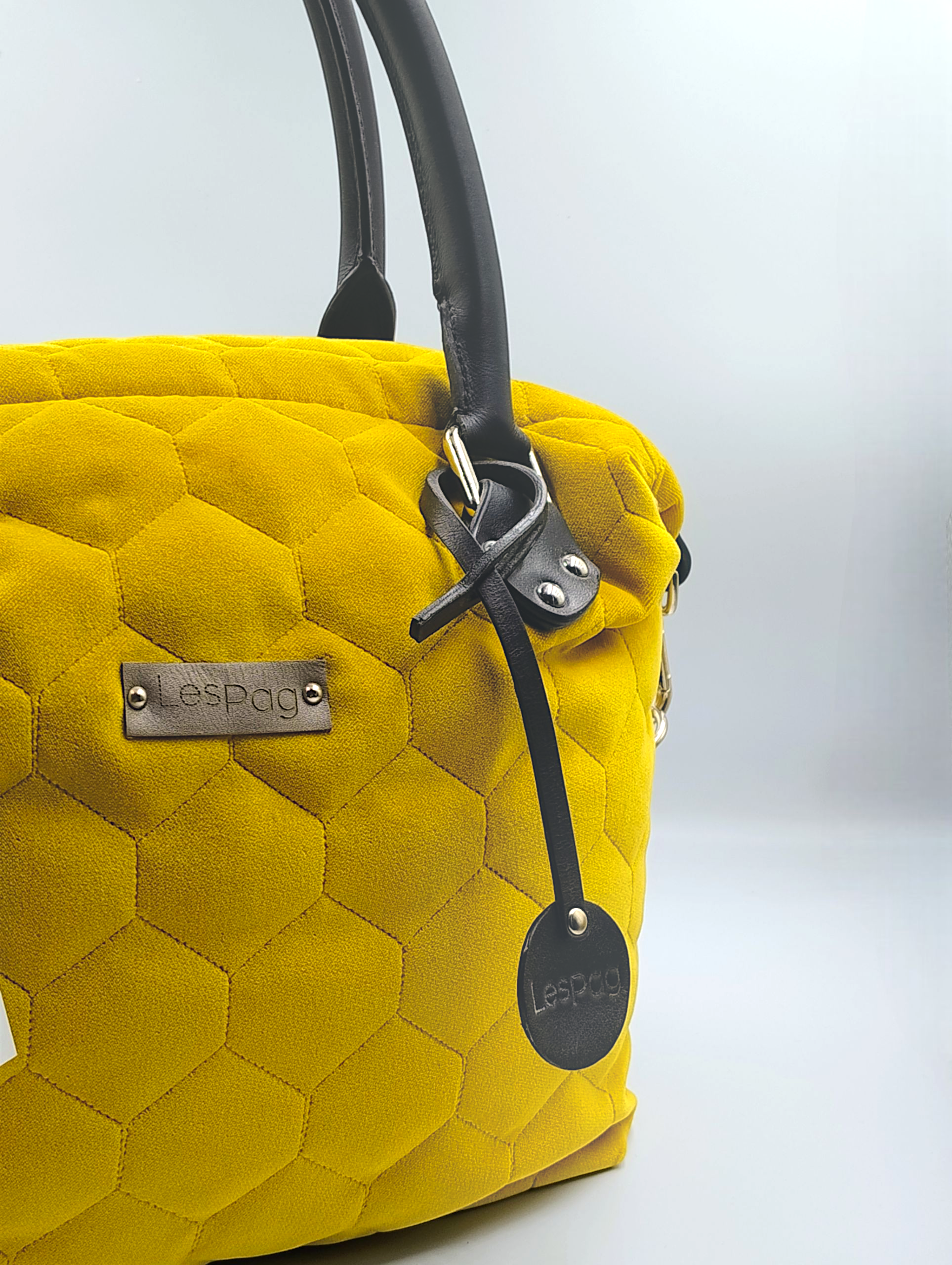 MADEMOISELLE. Shopper in velluto trapuntato colore giallo - immagine 2