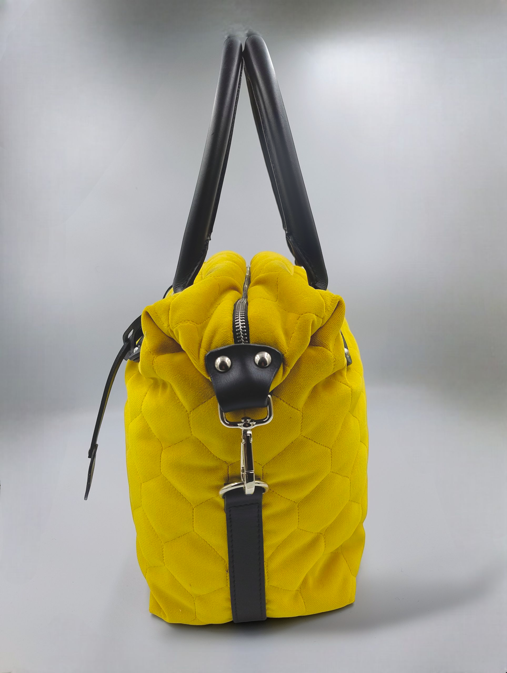 MADEMOISELLE. Shopper in velluto trapuntato colore giallo - immagine 4
