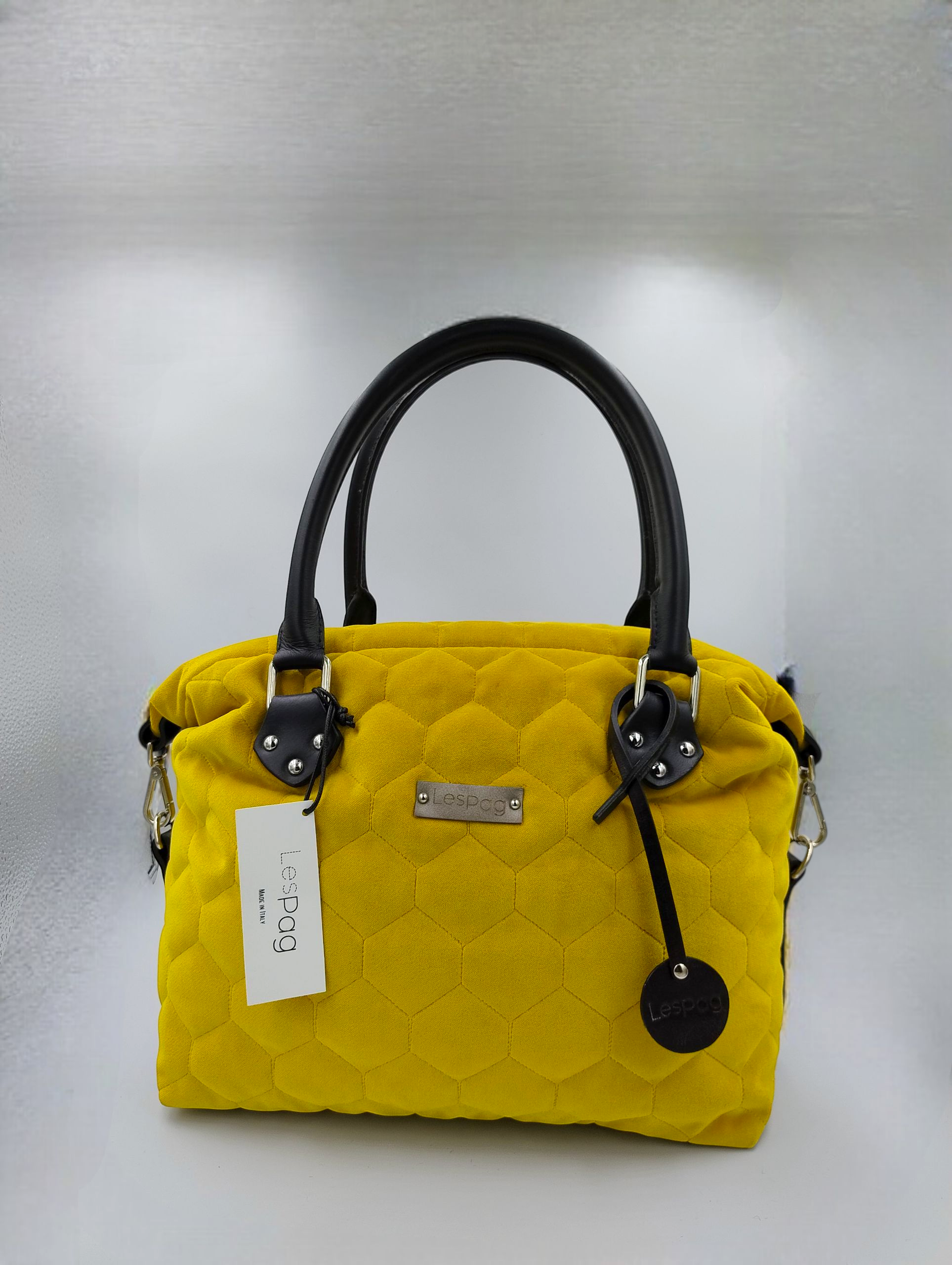 MADEMOISELLE. Shopper in velluto trapuntato colore giallo