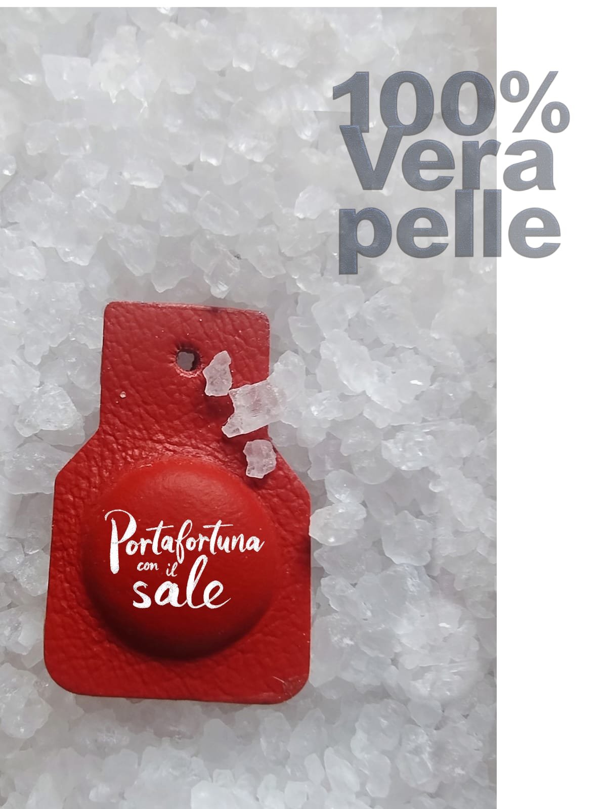 GUNA portafortuna con il sale in vera pelle rossa su sale grosso